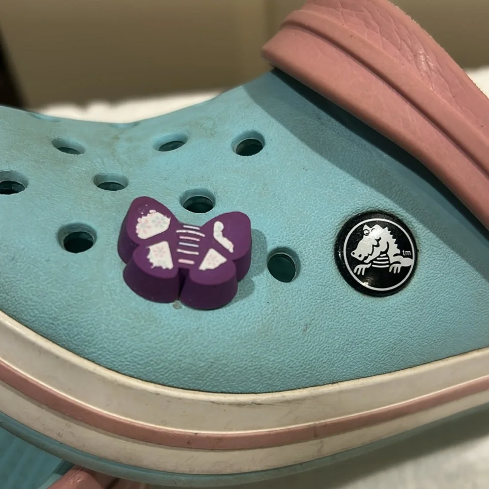 CROCS crocband clogs w/ butterfly jewel on sandals water shoes toddler size 12